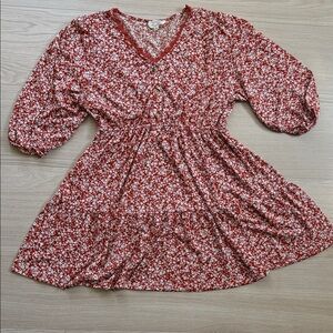 Sweet Wanderer Terracotta and White Floral Dress